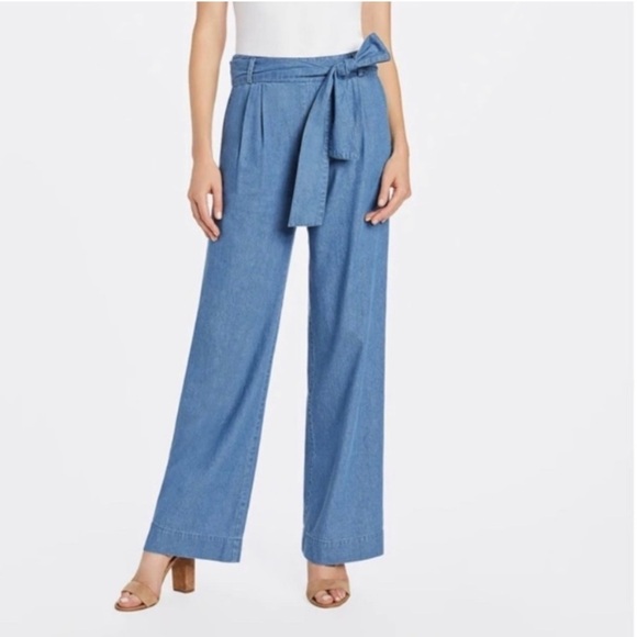 [Draper James] Wide Leg Chambray Denim Pants